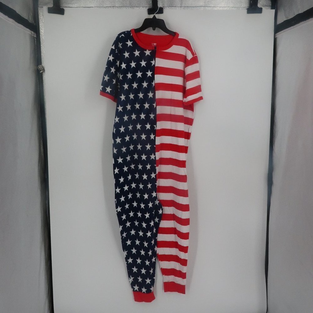 Snooze Button American Flag Style Short Sleeve One piece Pajamas Size XL